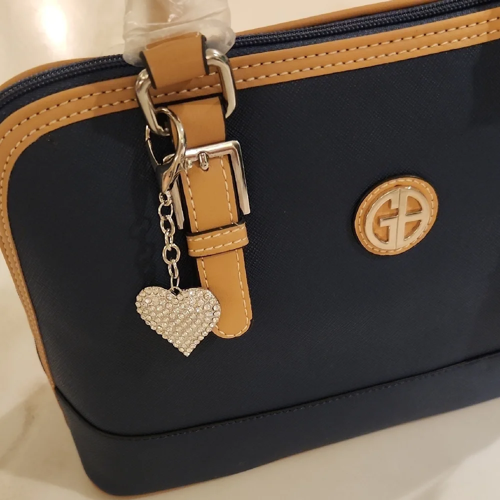 Elegant Navy and Tan Handbag